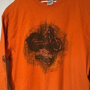 Harley Davidson Shirt Mens XXL Orange Chesters Reno Nevada Long Sleeve Motocycle